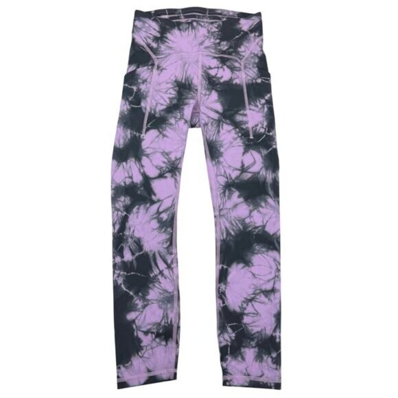 LULULEMON Power Thru High-Rise Crop 23" Sz 4 Tie Dye Wisteria Purple Graphite - Picture 5 of 9